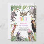 Jong Wild en DRIE Safari 3e Verjaardag Kaart (Voorkant)
