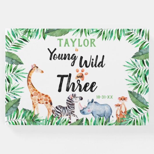Jong wild en drie safari 3e verjaardagsfeest gastenboek (Voorkant)
