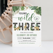 Jong Wild en Drie Safari Dieren 3e Verjaardag Kaart