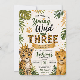 Jong, Wild en Drie Safari Jungle 3e Verjaardag Kaart