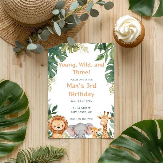 Jong Wild en Drie Safari Jungle Verjaardag Kaart