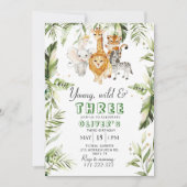 Jong, wild en drie safari verjaardag kaart (Voorkant)