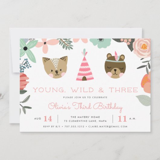 Jong, Wild en Drie | Uitnodiging van de partij Bir (Voorkant)