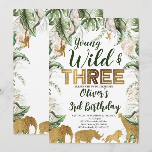 Jong Wild en Drie Verjaardag, Safari, Oerwoud Kaart (Voorkant / Achterkant)