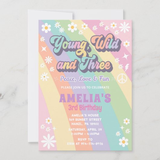 Jong wild en drie verjaardag uitnodiging (Voorkant)