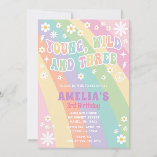 Jong wild en drie verjaardag uitnodiging (Voorkant)