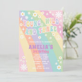 Jong wild en drie verjaardag uitnodiging (Staand voorkant)