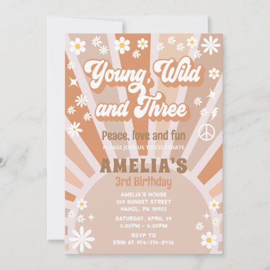 Jong wild en drie verjaardag uitnodiging (Voorkant)