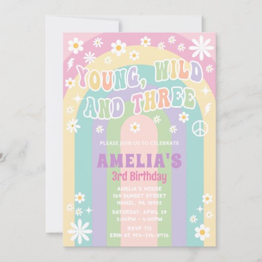 Jong wild en drie verjaardag uitnodiging (Voorkant)