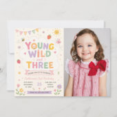 Jong Wild en Drie Verjaardagsfoto Kaart (Voorkant)