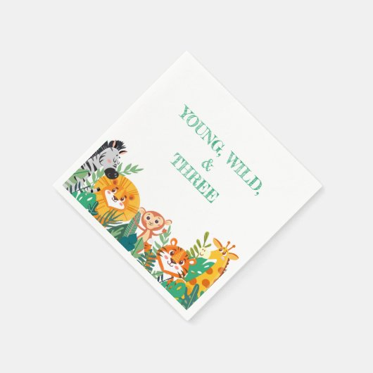 Jong, wild en drie verjaardagspapier servet (Hoek)