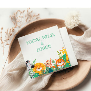 Jong, wild en drie verjaardagspapier servet