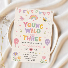 Jong Wild en Drie Verjaardagsuitnodiging Kaart
