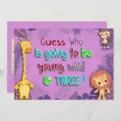 Jong, wild en drie, verjaardagsuitnodiging kaart (Voorkant / Achterkant)