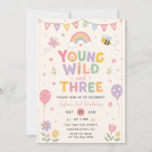 Jong Wild en Drie Verjaardagsuitnodiging Kaart (Voorkant)