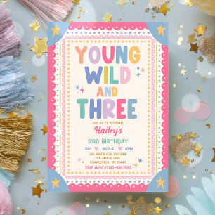 Jong, Wild En Drie Whimsical Meisje 3e Verjaardag Kaart