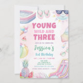 Jong Wild en Drie - Zomer Meisje Verjaardagsfeest Kaart (Voorkant)