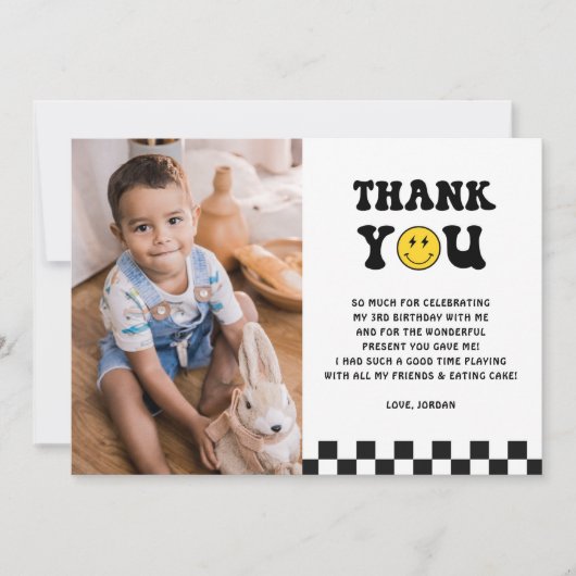 Jong Wild en Three Boy 3e verjaardagsfoto Bedankkaart (Voorkant)