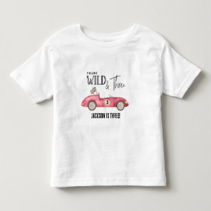 Jong Wild en THREE rode raceauto 3e verjaardag Kinder Shirts