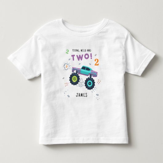 Jong wild en twee 2e Verjaardag Kinder Monster Aut Shirts (Voorkant)