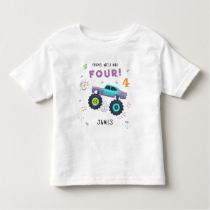 Jong wild en vier 4e Verjaardag Kinder Monster Aut Kinder Shirts