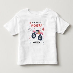Jong, Wild En Vier 4e Verjaardag Kinderen Monster  Kinder Shirts