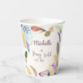 Jong Wild en ... Waterverf Boho Veren  Papieren Bekers (Achterkant)