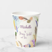 Jong Wild en ... Waterverf Boho Veren  Papieren Bekers (Voorkant)