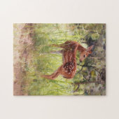 Jong Wild Hertenjong in een Weide Kunstpuzzel Legpuzzel (Horizontaal)
