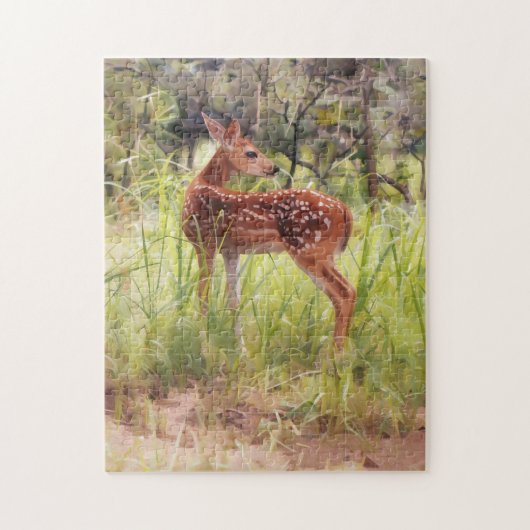 Jong Wild Hertenjong in een Weide Kunstpuzzel Legpuzzel (Verticaal)