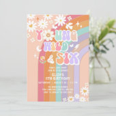 Jong Wild & SIX Groovy Hippie Retro 6de Verjaardag Kaart (Staand voorkant)