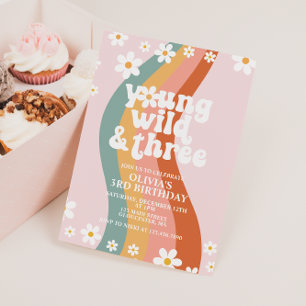 Jong Wild Three Groovy madeliefje regenboog 3e ver Kaart
