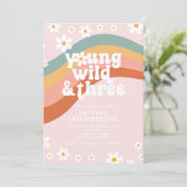 Jong Wild Three Groovy madeliefje regenboog 3e ver Kaart (Staand voorkant)