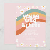 Jong Wild Three Groovy madeliefje regenboog 3e ver Kaart (Voorkant / Achterkant)