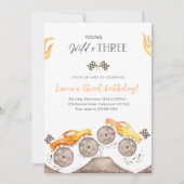 Jong, Wild & THREE Oranje Monster Truck 3de Verjaa Kaart (Voorkant)