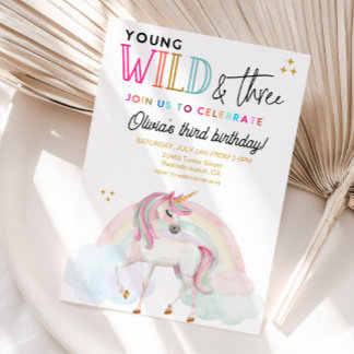 Jong Wild & Three Unicorn verjaardagsuitnodiging Kaart