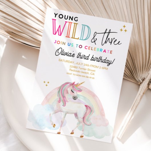 Jong Wild & Three Unicorn verjaardagsuitnodiging Kaart