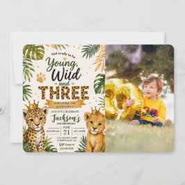 Jong Wilde Drie Safari Jungle 3e Verjaardagsfoto Kaart