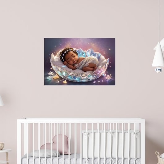 Jong zwart prinses pasgeboren baby meisje kinderka poster (Kinderkamer 2)
