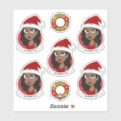 Jonge Afrikaanse Amerikaanse kerstman-cartoon Sticker (Vel)