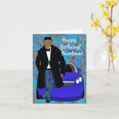 Jonge Afrikaanse Amerikaanse Man Verjaardag Kaart (Gele Bloem)