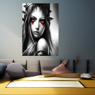 Jonge anime krijger   AI Art Poster