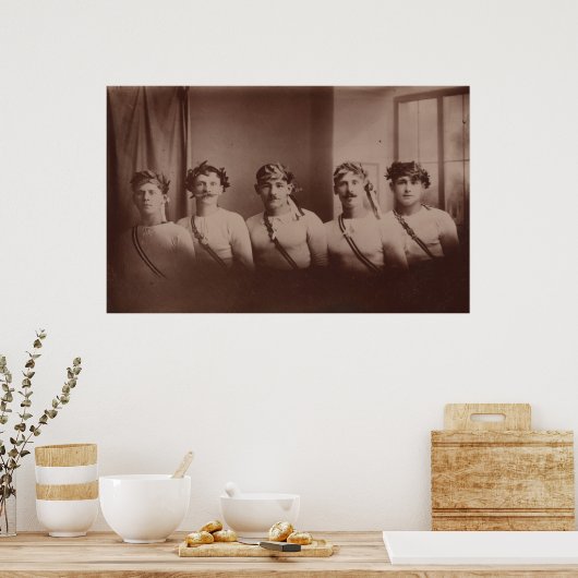 Jonge atleten met worstelaars  poster (Keuken)