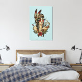 Jonge autochtone Amerikaanse vrouw Canvas Afdruk (Insitu (Slaapkamer))
