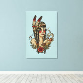 Jonge autochtone Amerikaanse vrouw Canvas Afdruk (Insitu (Houten vloer))