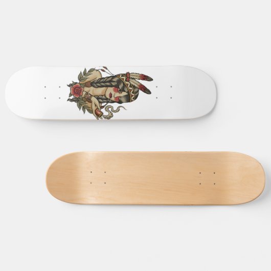 Jonge autochtone Amerikaanse vrouw Persoonlijk Skateboard (Horizontaal)