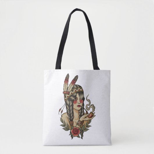 Jonge autochtone Amerikaanse vrouw Tote Bag (Voorkant)