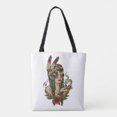 Jonge autochtone Amerikaanse vrouw Tote Bag (Achterkant)