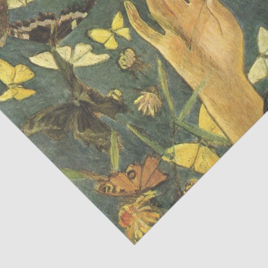 Jonge Aziatische vrouw met mooie vlinders Tissuepapier (Detail)