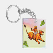 Jonge Bacchus rijdt met leeuwen en groene druiven Sleutelhanger (Voorkant Links)